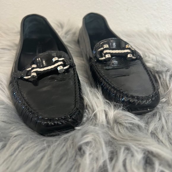 BALLY BLACK Womens Loafers Signature Striped Ribbon Horsebit Loafers Sz US 6 - Picture 4 of 12